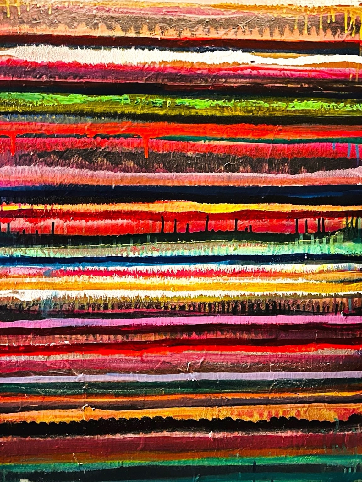 Abstract painting with vivid horizontal stripes